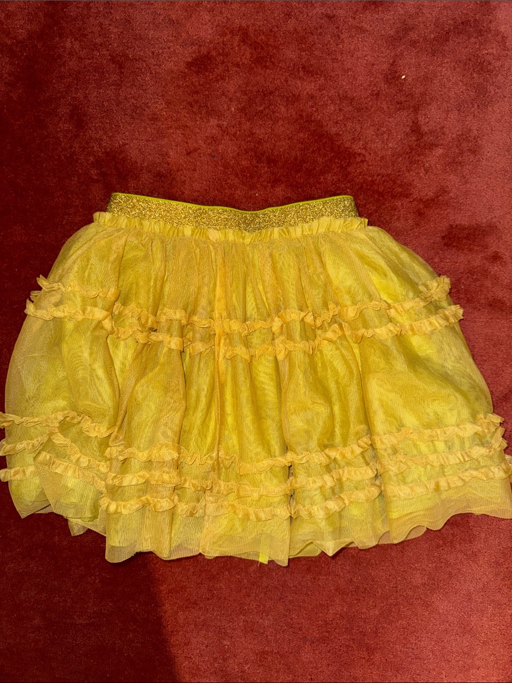 Mini Boden Yellow Layered Tulle Skater Skirt